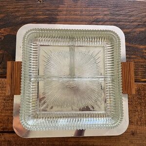 Mid-Century Glass & Chrome Appetizer Dish (small)